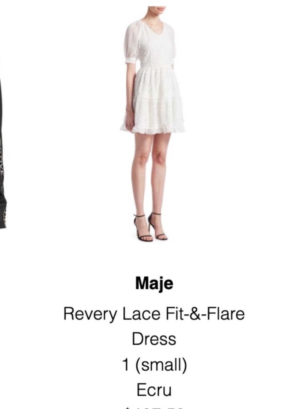 Maje Revery Lace Fit & Flare Dress Ecru - Size 1 / Small
